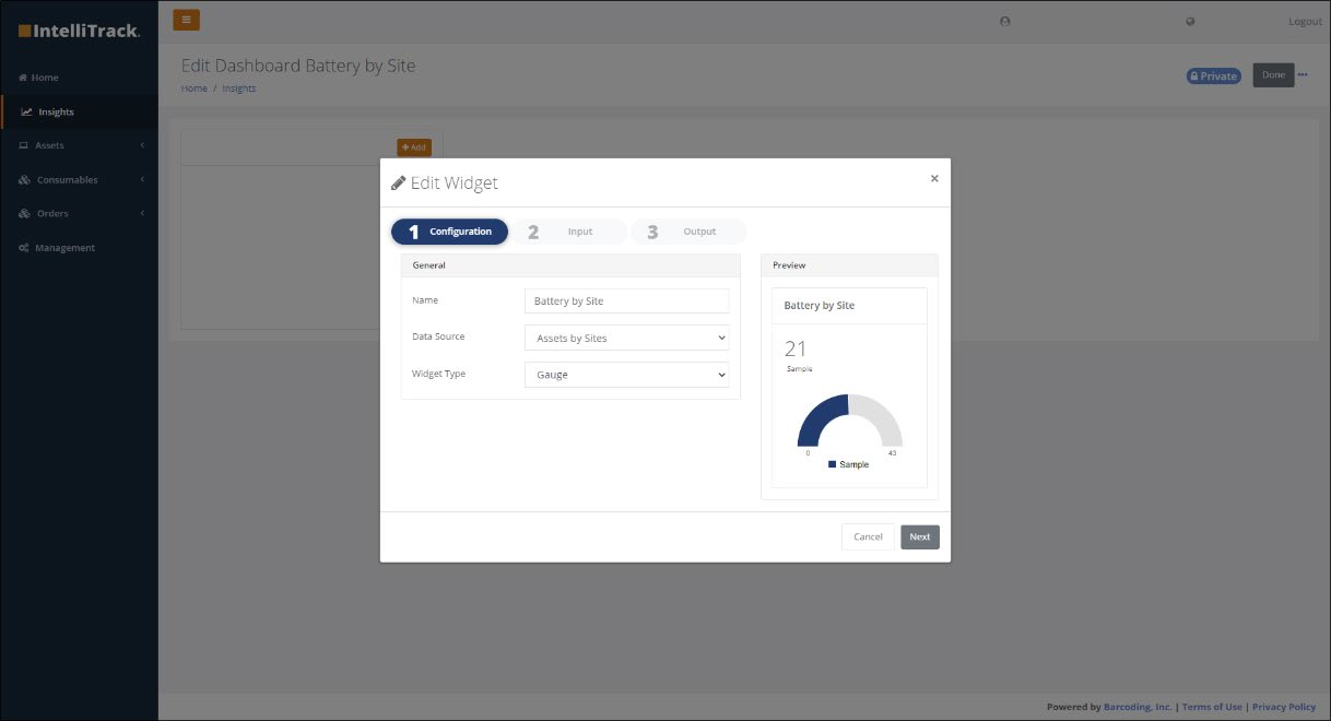 Editing a custom dashboard KPI through the widget feature