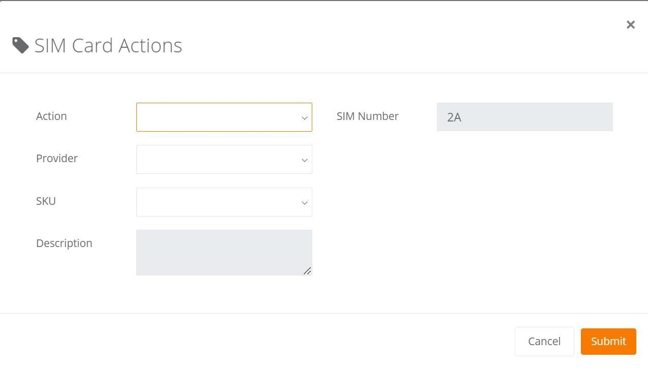 SIM Card Actions popup