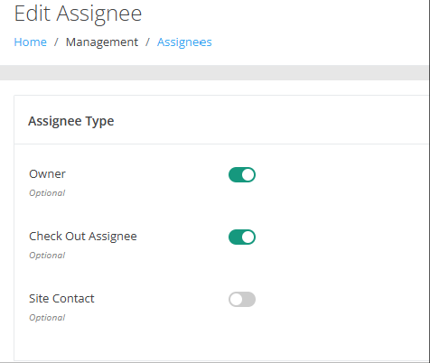 Former toggle design on the Edit Assignee page